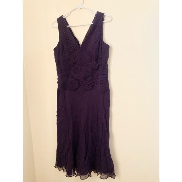 Talbots Women's Dress Size 12 Purple Pure Silk Beaded Evening - Picture 3 of 7
